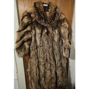 Beautiful Full Length Tanuki Raccoon Fur Coat